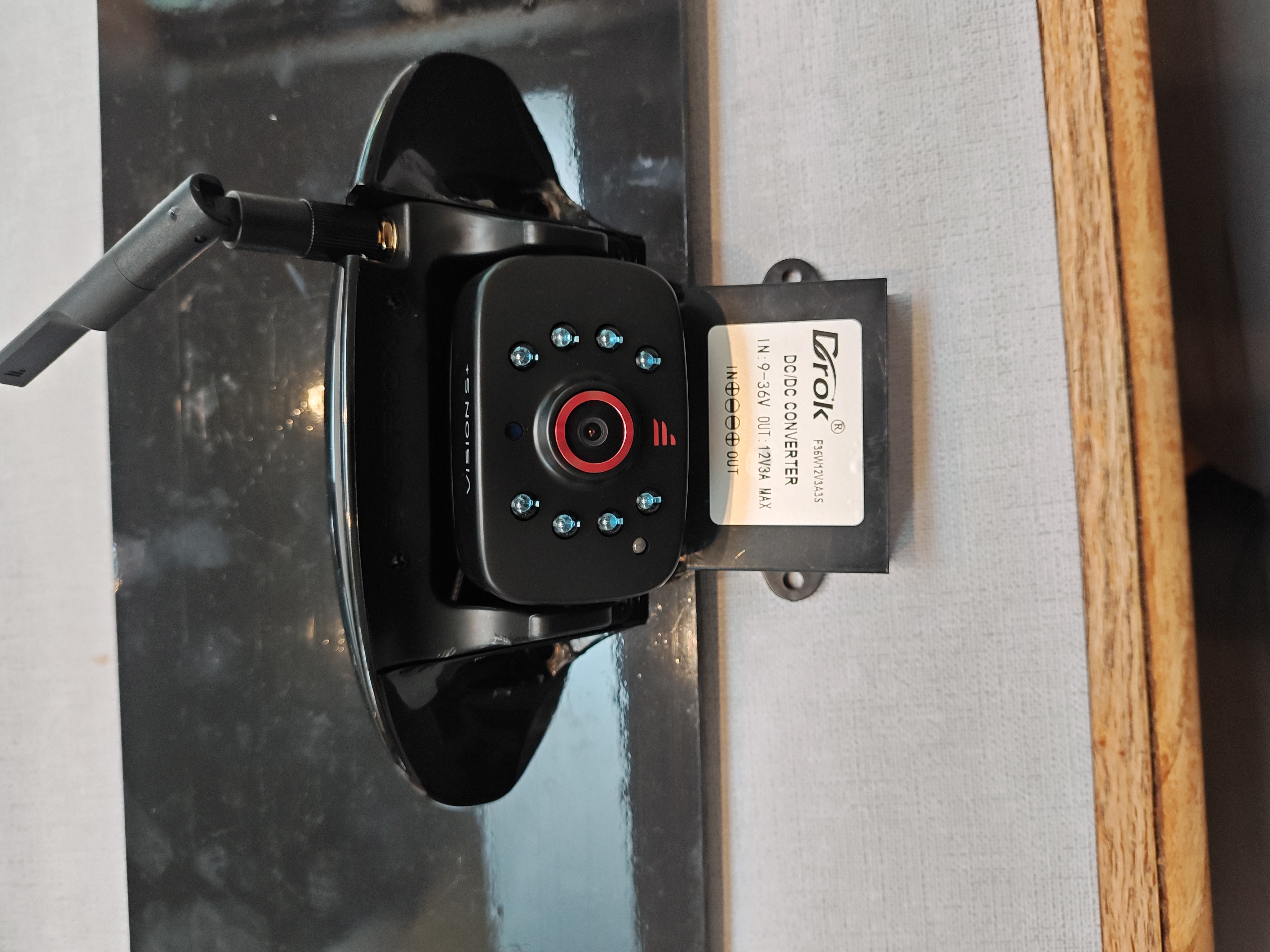 Furrion Vision S camera and DROK voltage regulator assembled before installation